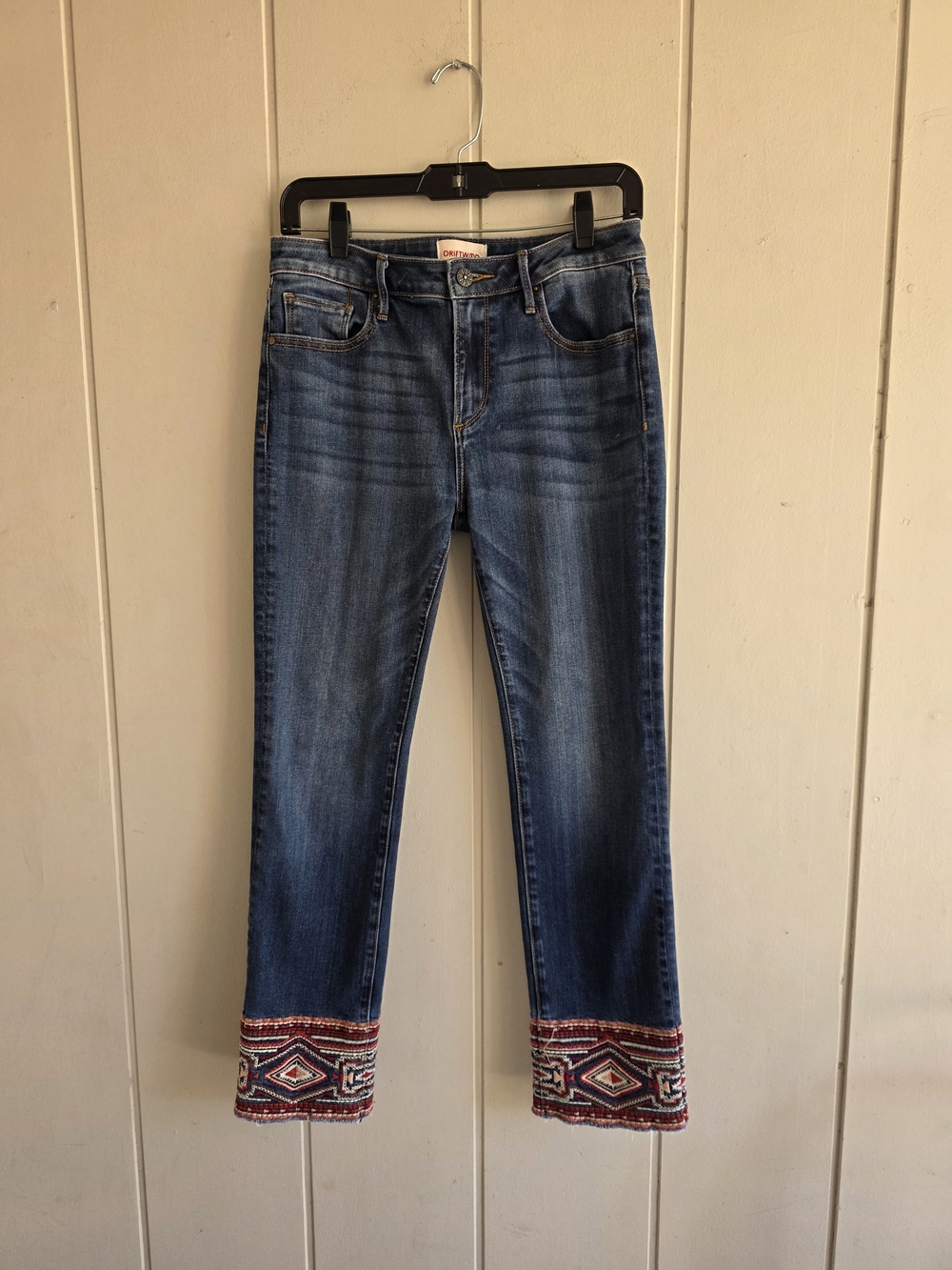 Driftwood Colette Embroidered Cropped Jeans Sz 28 Western